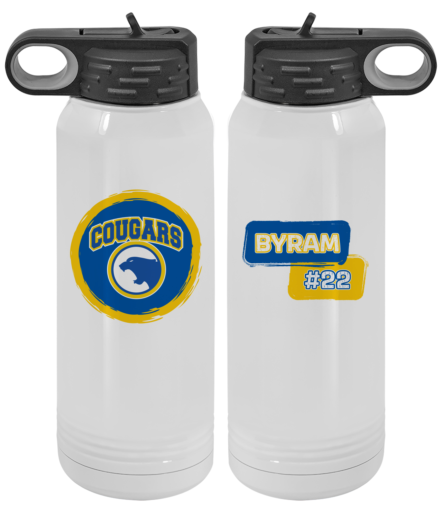 Cougar Hockey 30 oz. Personalized Water Bottle Grunge Design